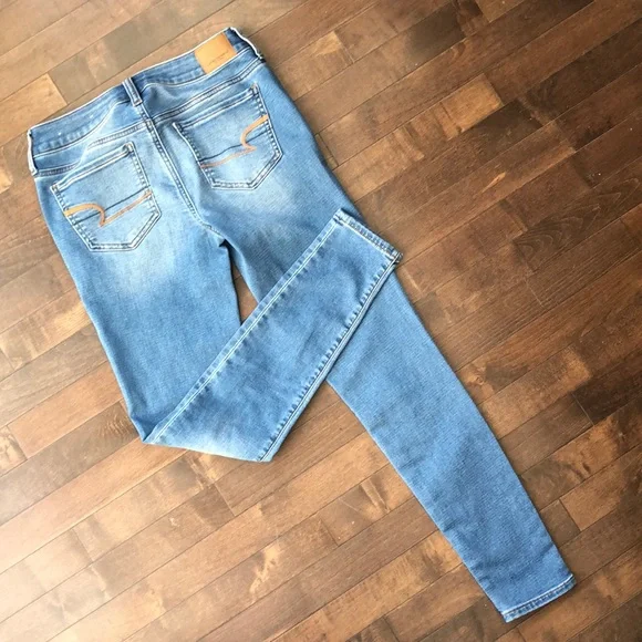 American Eagle Outfitters Blue Super Stretch Skinny Jegging Size 4 - Picture 6 of 13